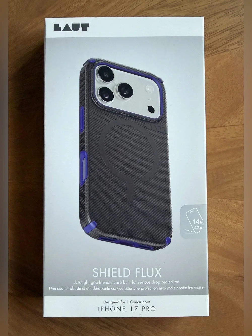 LAUT Shield Flux Protective Case for iPhone 17 Pro — Black with Purple Accents